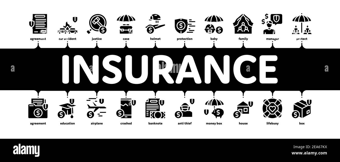 Insurance Allpurpose Minimal Infographic Banner Vector Flat Stock