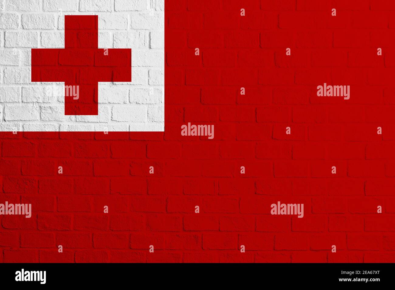 Flag of Tonga. Brick wall texture of the flag of Tonga Stock Photo - Alamy