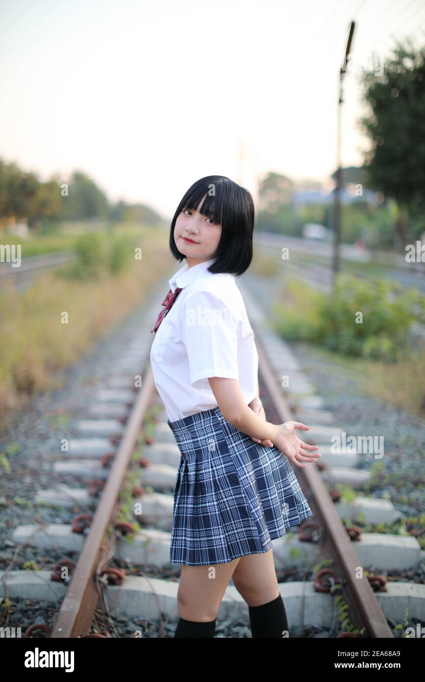 schoolgirls asia Asian school girl walking in urban city Stock Photo - Alamy