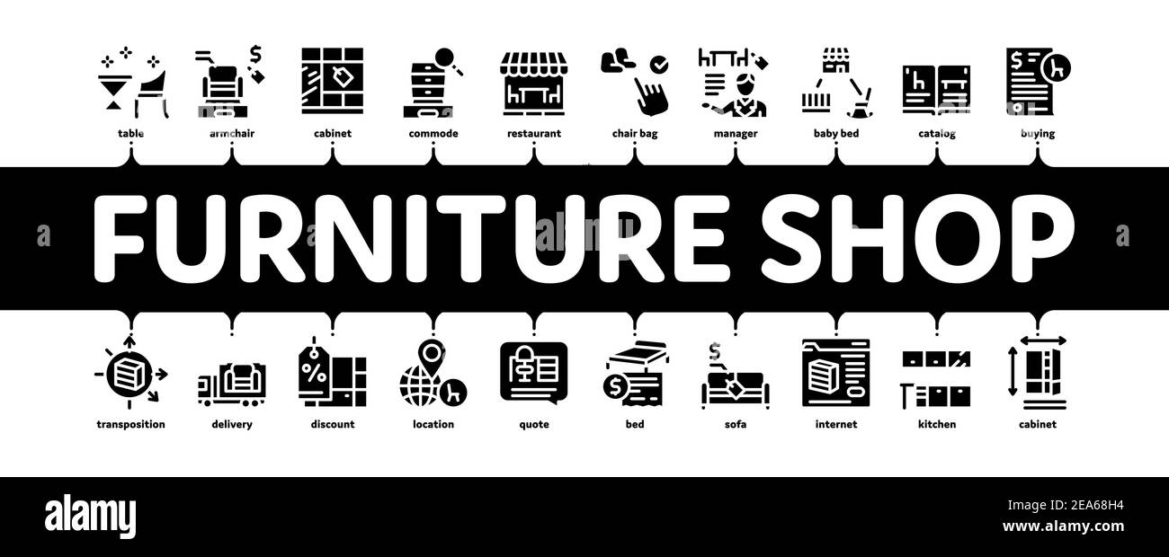 Furniture Shop Market Minimal Infographic Banner Vector Stock Vector