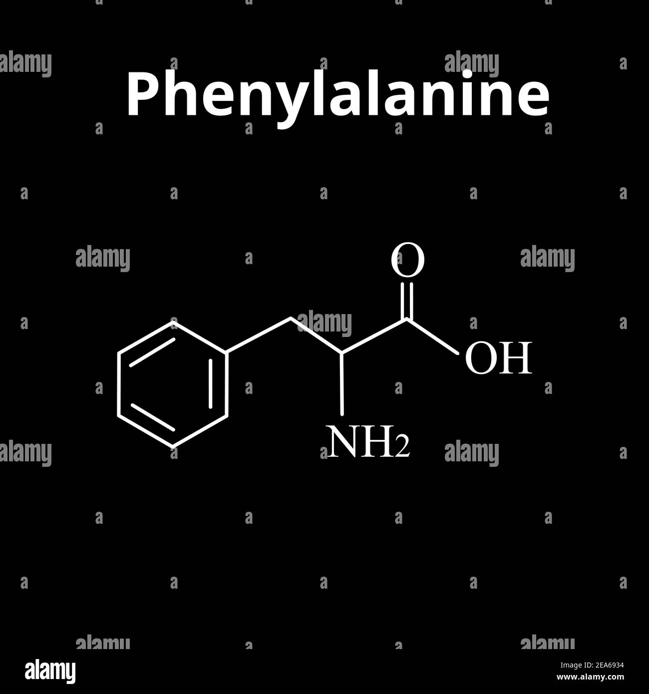Phenylalanine is an amino acid. Chemical molecular formula ...
