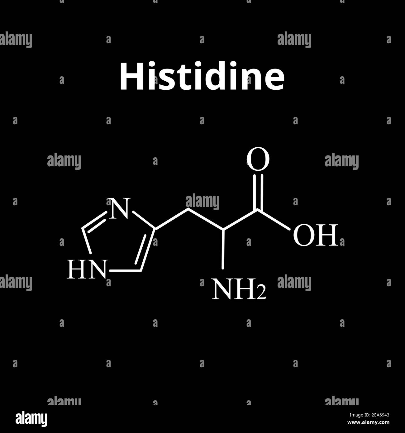 Amino acid Histidine. Chemical molecular formula Histidine amino acid
