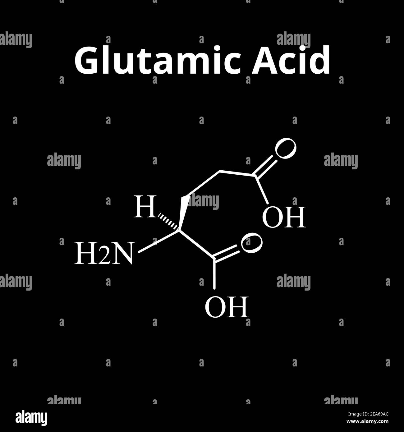 Glutamic acid is an amino acid. Chemical molecular formula glutamic