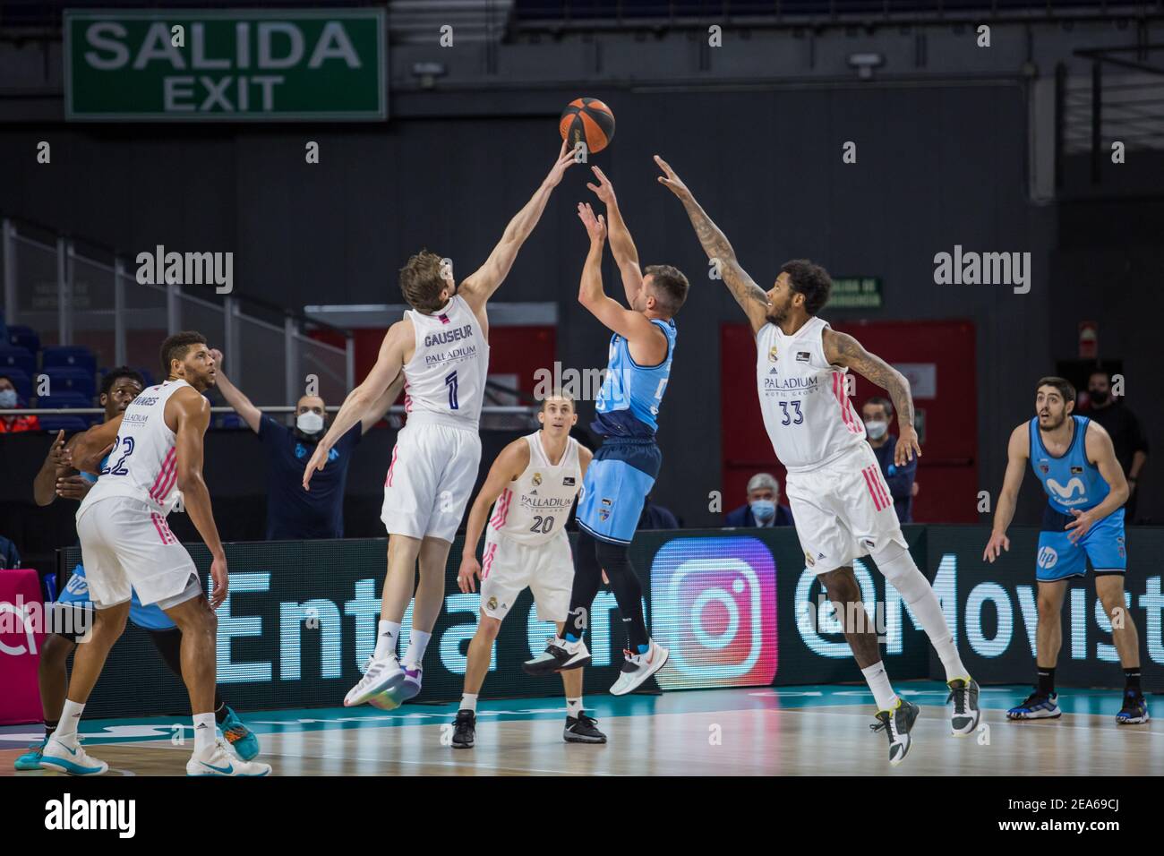 José Juan Barea during Real Madrid victory over Movistar Estudiantes 65 - 79 in Liga Endesa regular season game (day 23) celebrated in Madrid (Spain) at Wizink Center. February 7th 2021. (Photo by Juan Carlos García Mate / Pacific Press) Stock Photo