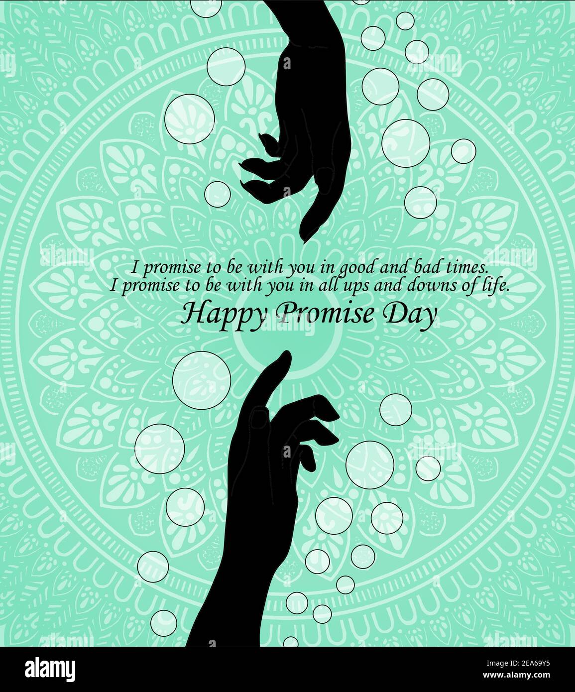 promise day ( valentine week ) illustration with quote. Two hand trying to  hold in silhouette with blue background Stock Photo - Alamy