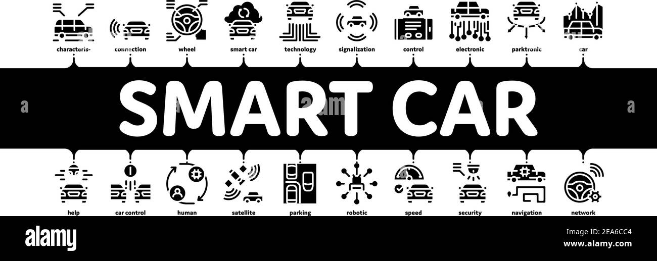 Smart Car Technology Minimal Infographic Banner Vector Stock Vector