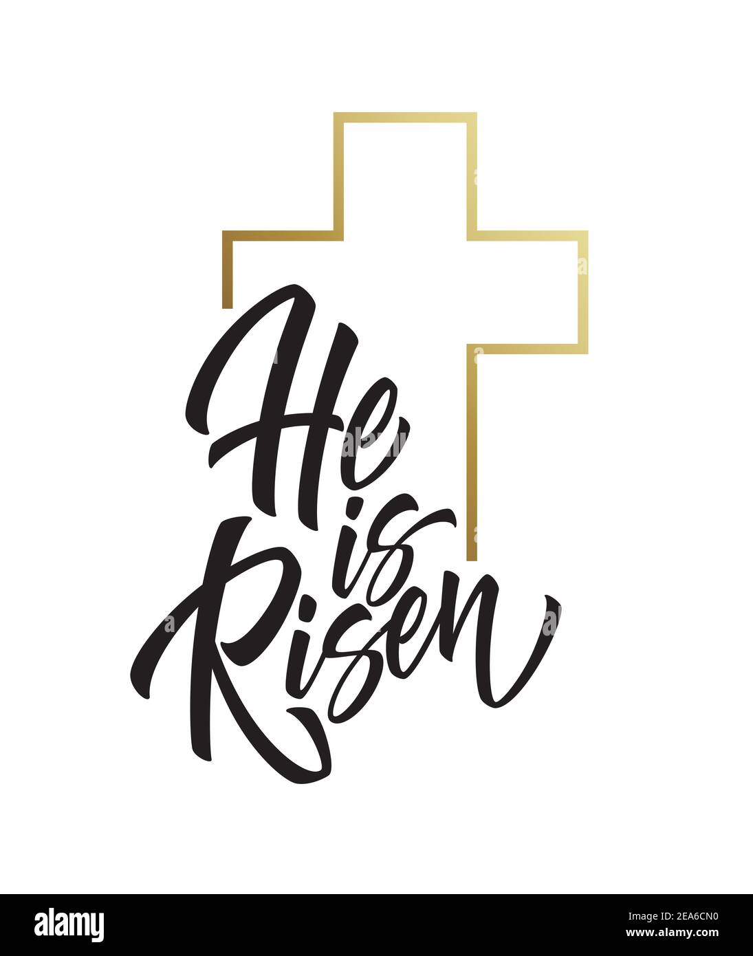 He is risen lettering isolated on white background. Symbol for congratulations on the Resurrection of Christ. Vector illustration Stock Vector