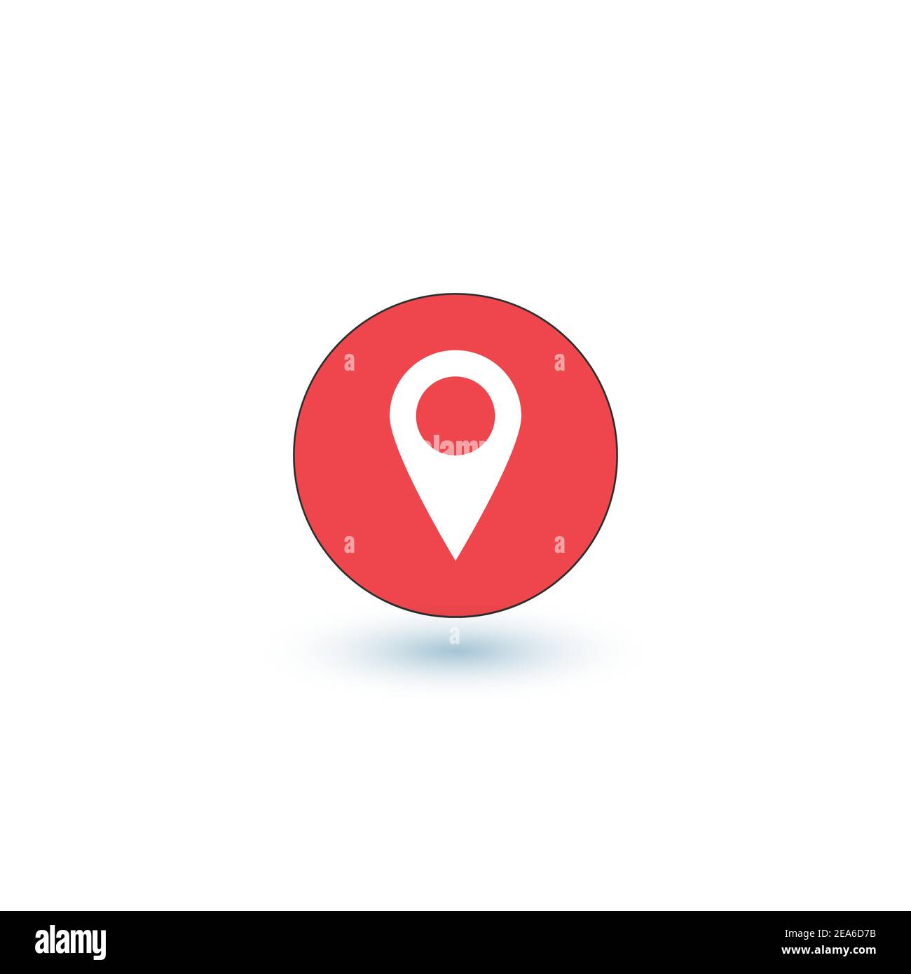 Marker icon, map pointer symbol in circle. Navigation marker, map label