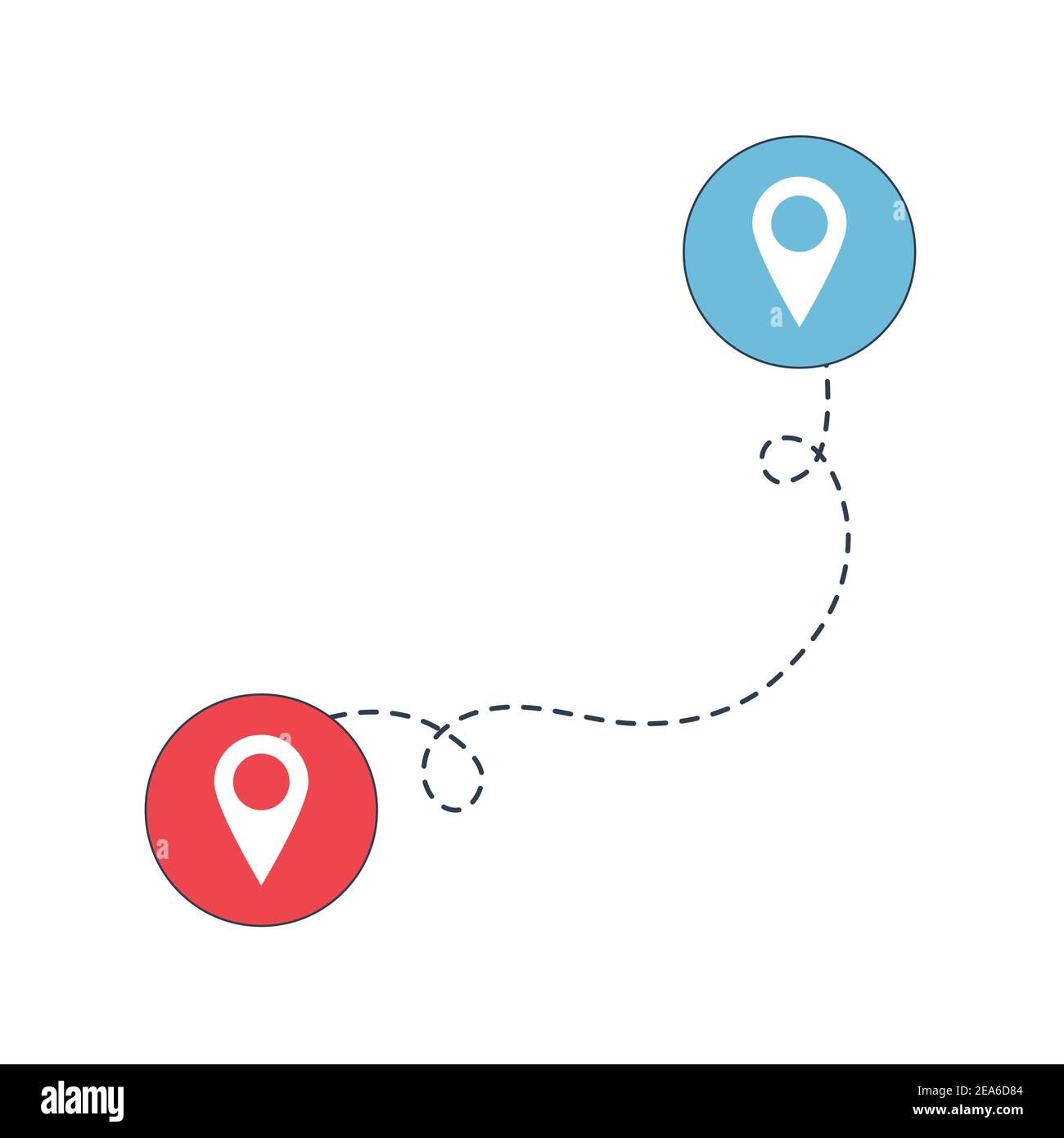 Path from point to point, road tracking, trace the path. Location signs 