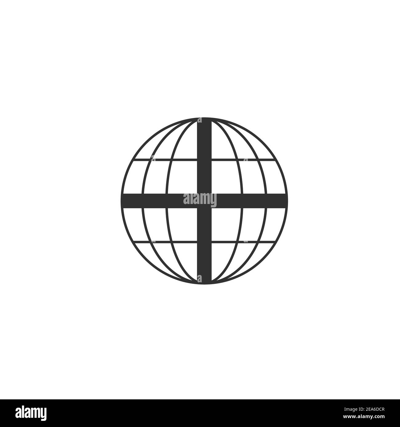 earth, globe thin line icon with cross. Linear vector illustration ...
