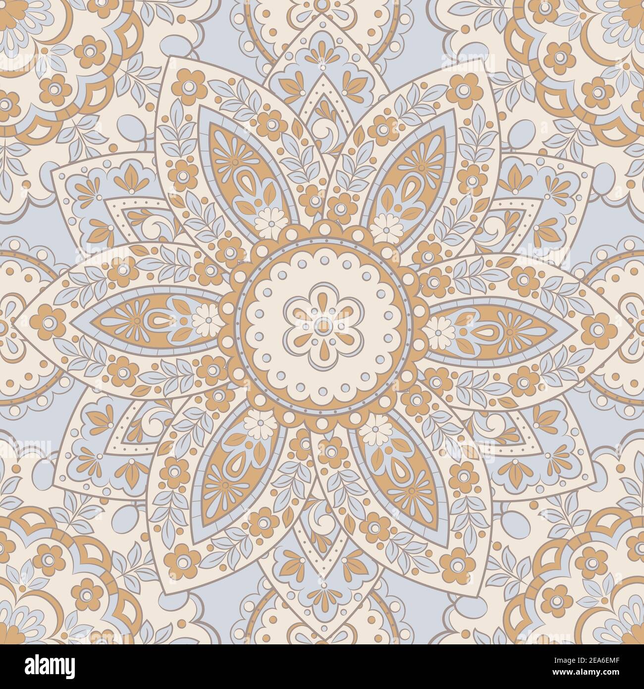 Seamless mandala pattern. Vintage decorative background Stock Vector