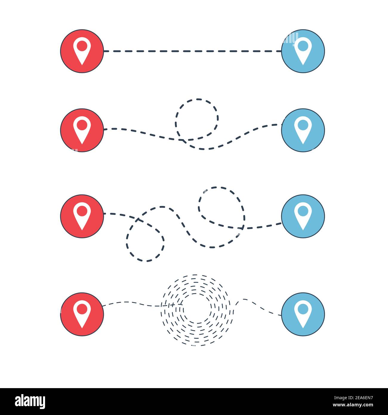 Path from point to point in different styles, road tracking, trace the 