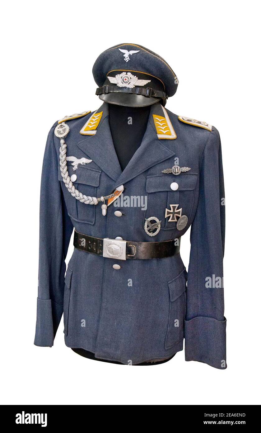 Germany at the Second World War. Uniform of staff sergeant of German Air Force ( Luftwaffe. The flight crew, gunner-radio operator of  bomber). A simi Stock Photo