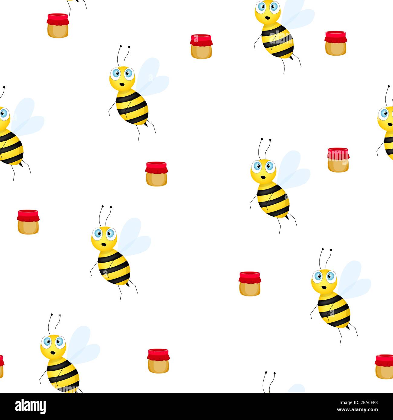 Seamless pattern with bees on white background. Vector illustration ...