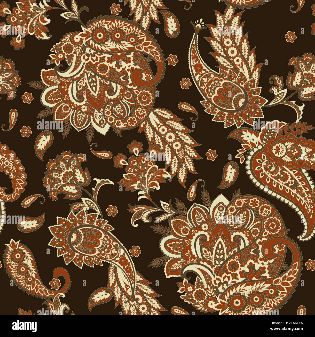 Paisley Vector Pattern. Seamless Floral Textile Background Stock Vector