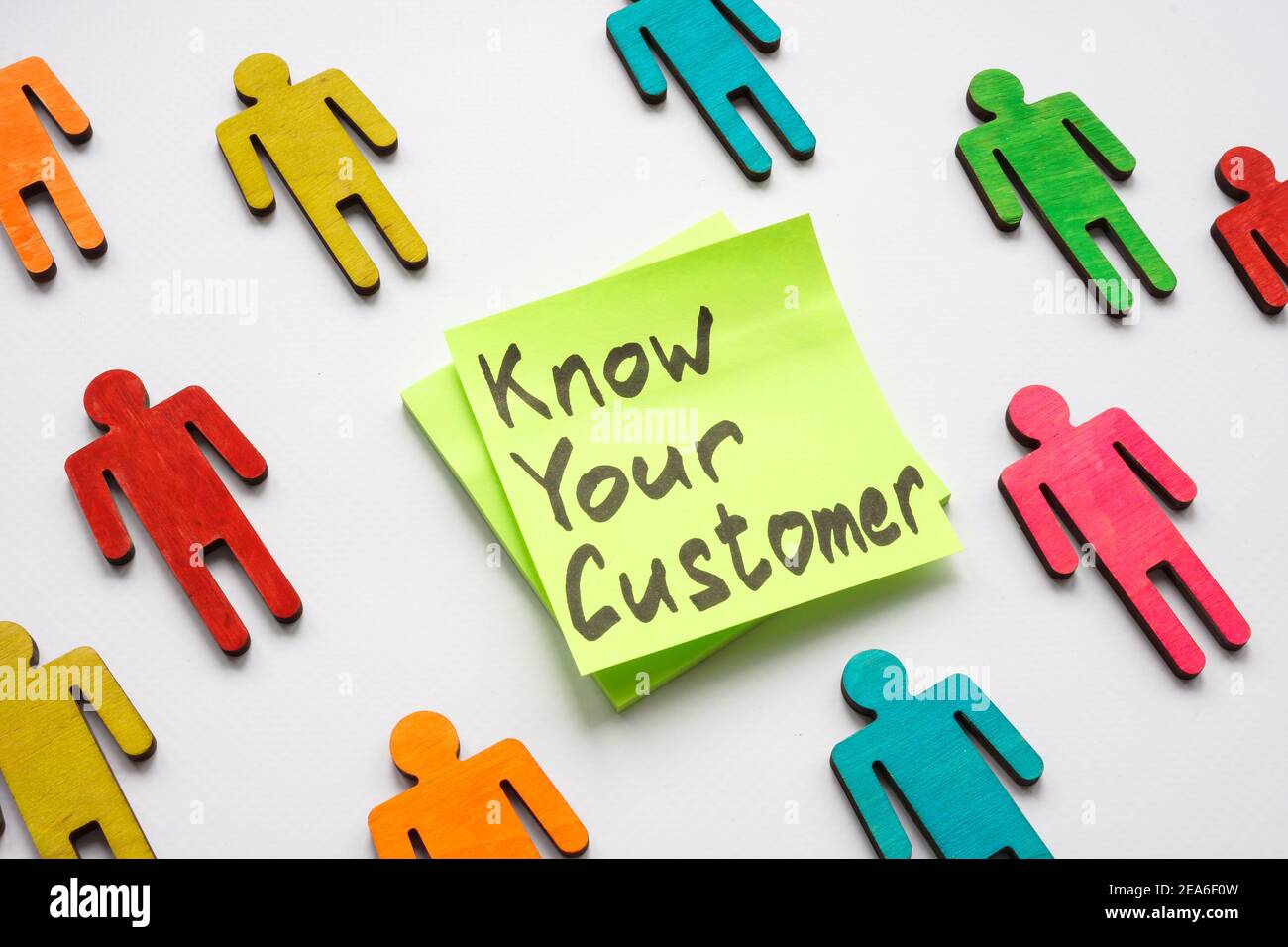 KYC Know your customer memo and colorful figures. Stock Photo