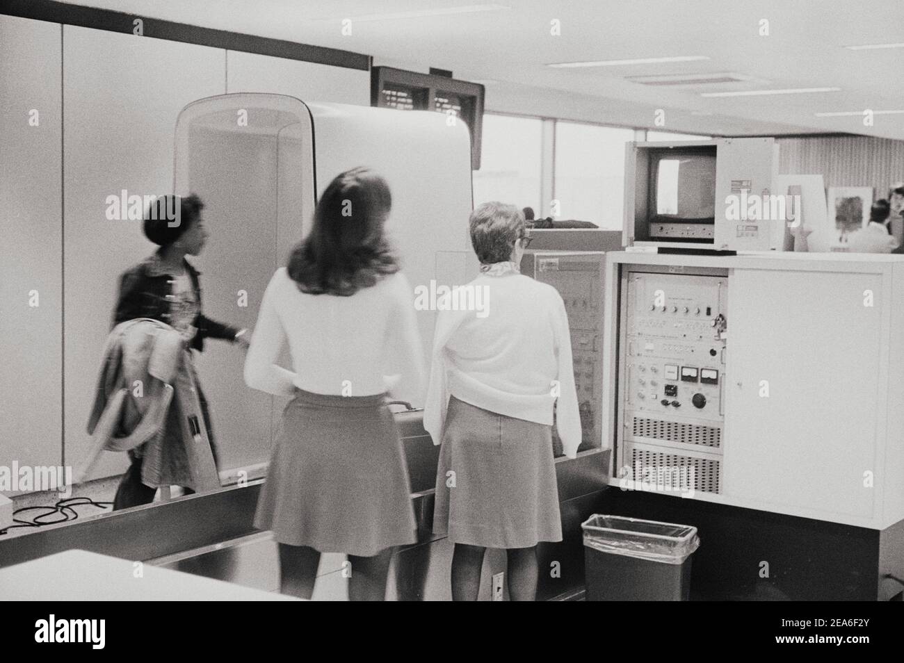 Anti-skyjacking procedures at National Airport, American Airlines. USA. March 6, 1974 Stock Photo