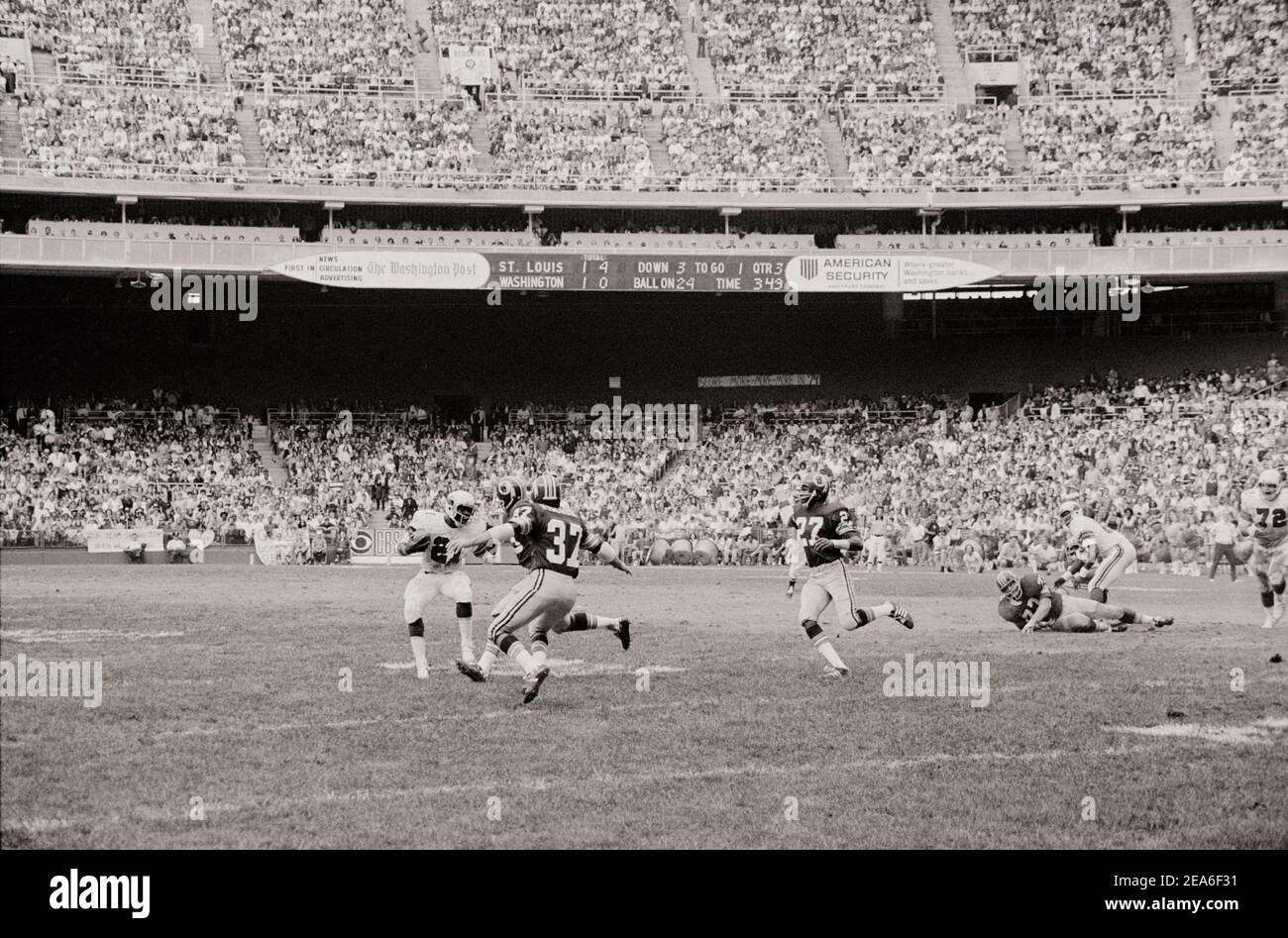 Vintage photo of Redskins- Cardinals Football Game. USA. September 22, 1974 Stock Photo