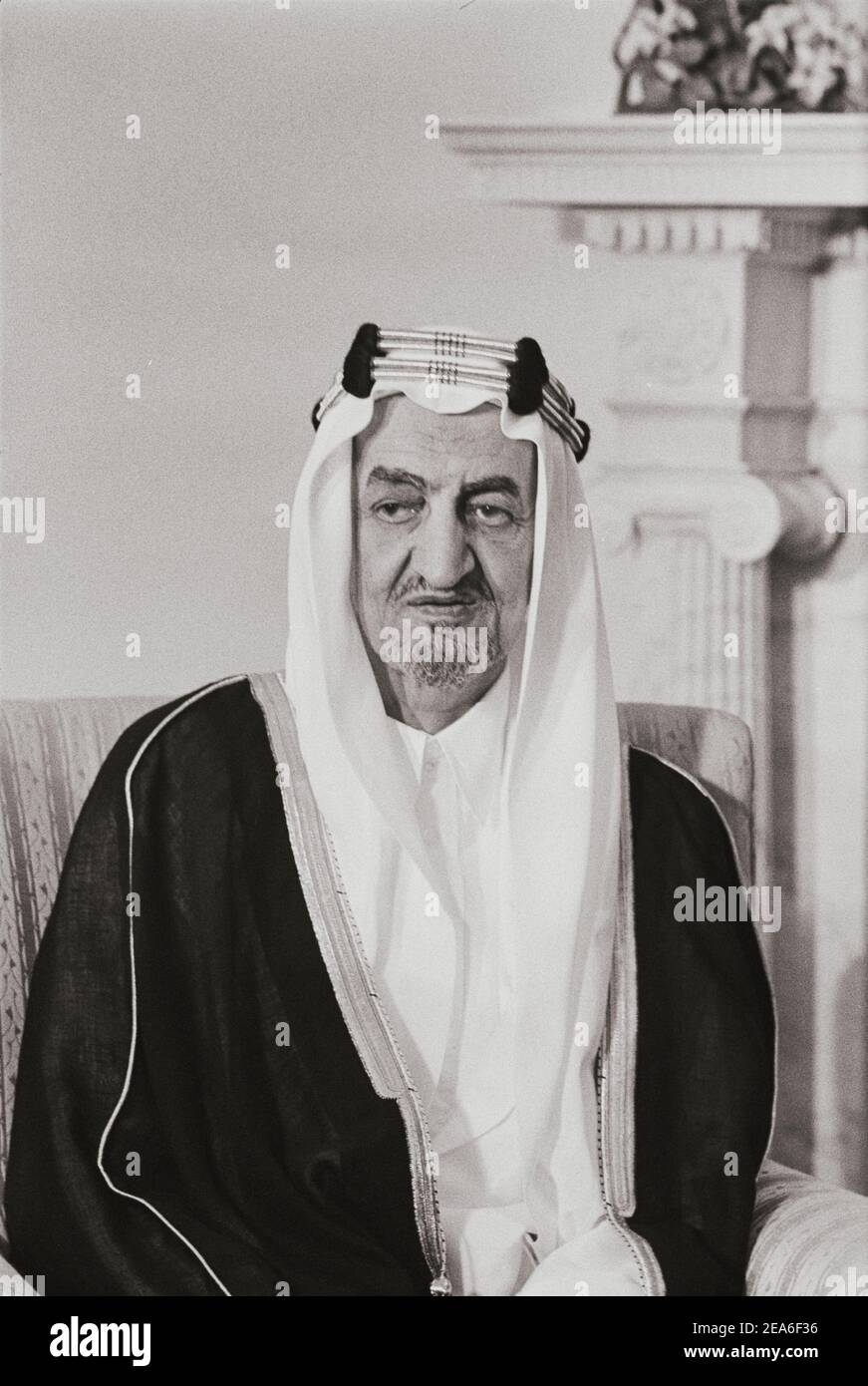 Vintage photo of King Faisal of Saudi Arabia during his official meeting with President Nixon. USA. May 21, 1971 Stock Photo