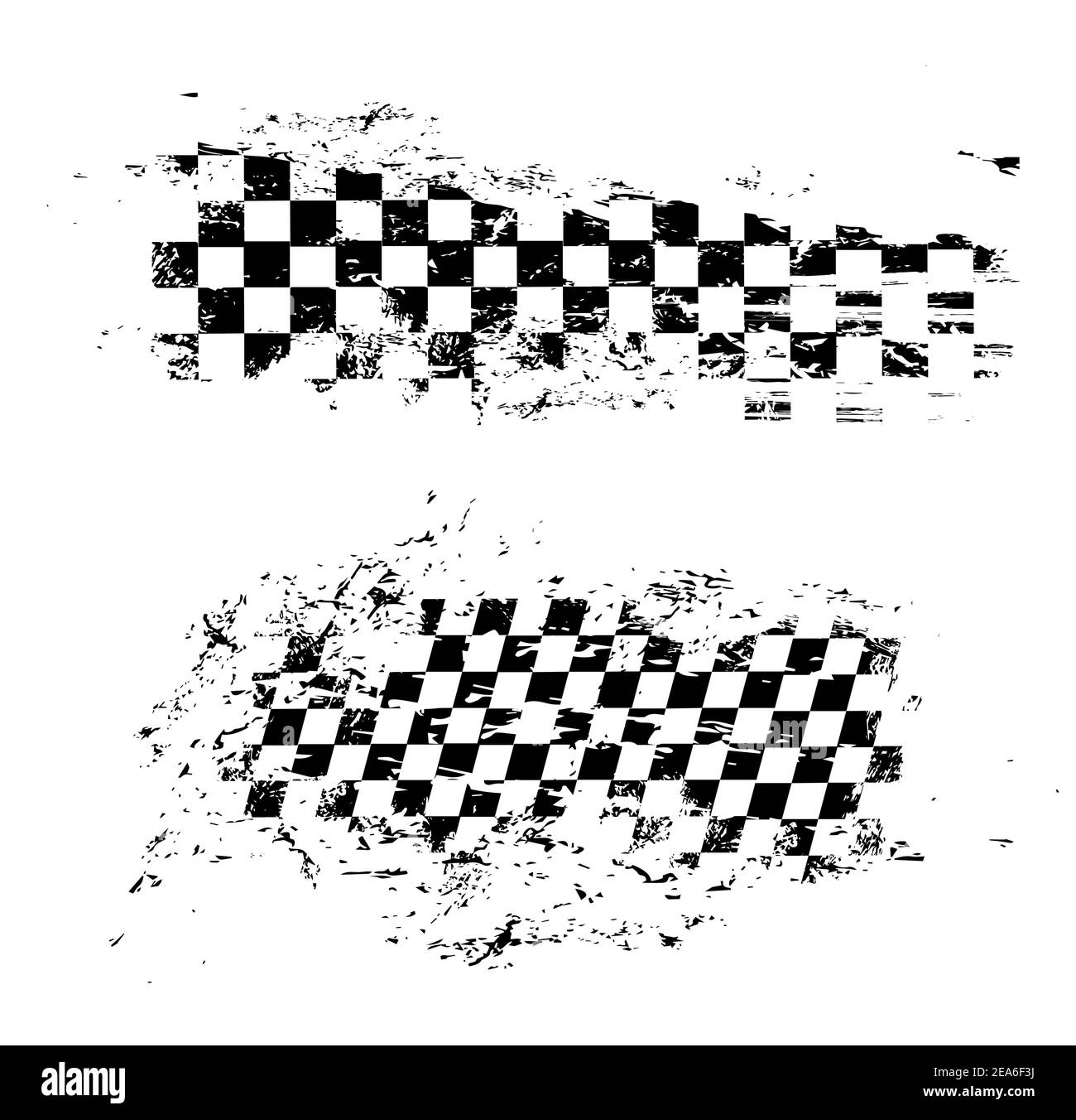 Race flag grunge pattern, vector checkered monochrome sport racing flag