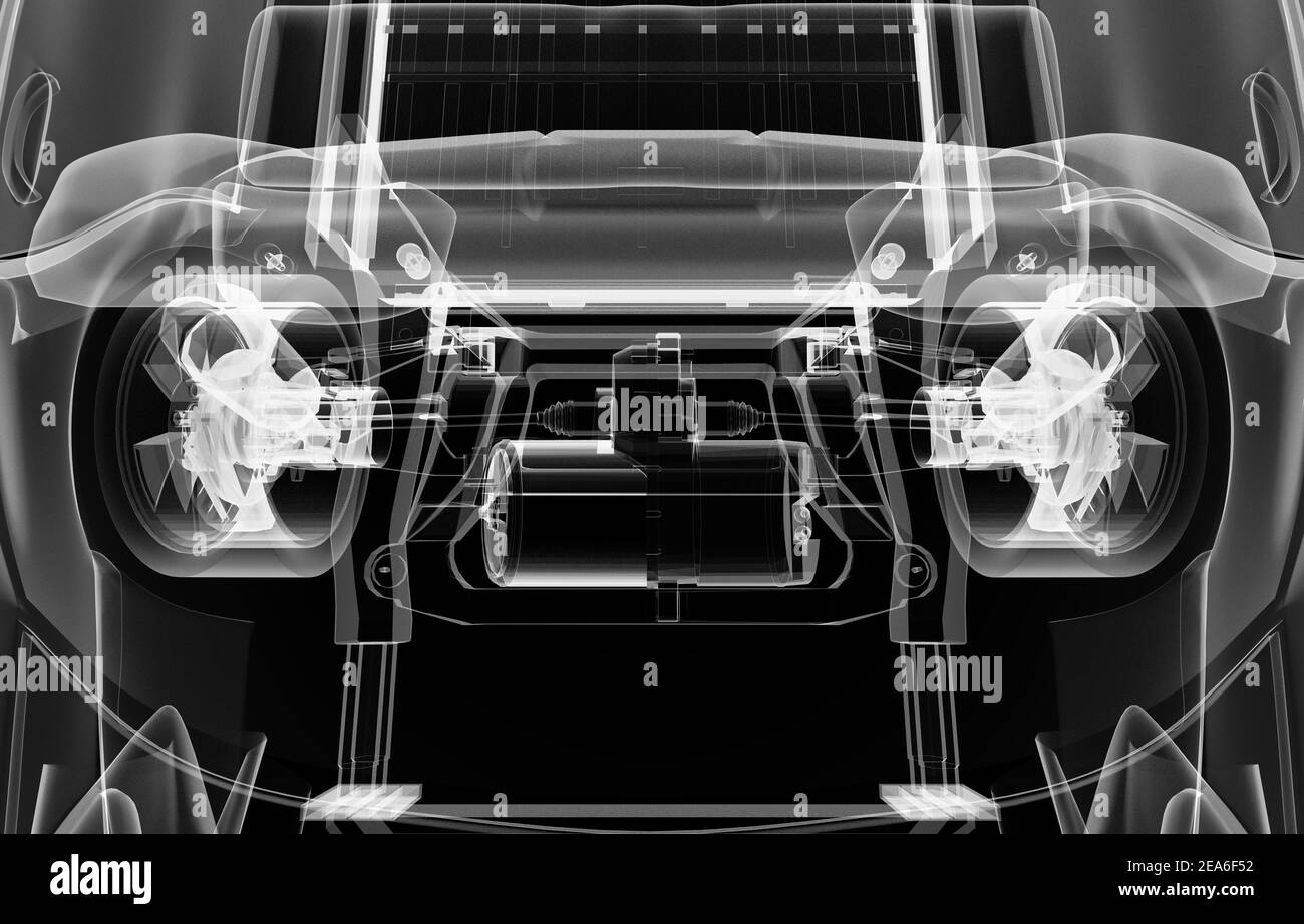Xray of electric car with chassis. 3D illustration Stock Photo Alamy