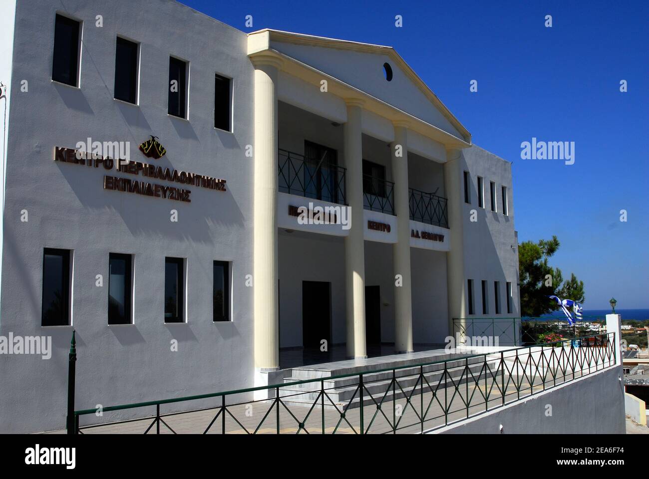 Rhodes buildings a city beach 7 9 2006 Stock Photo