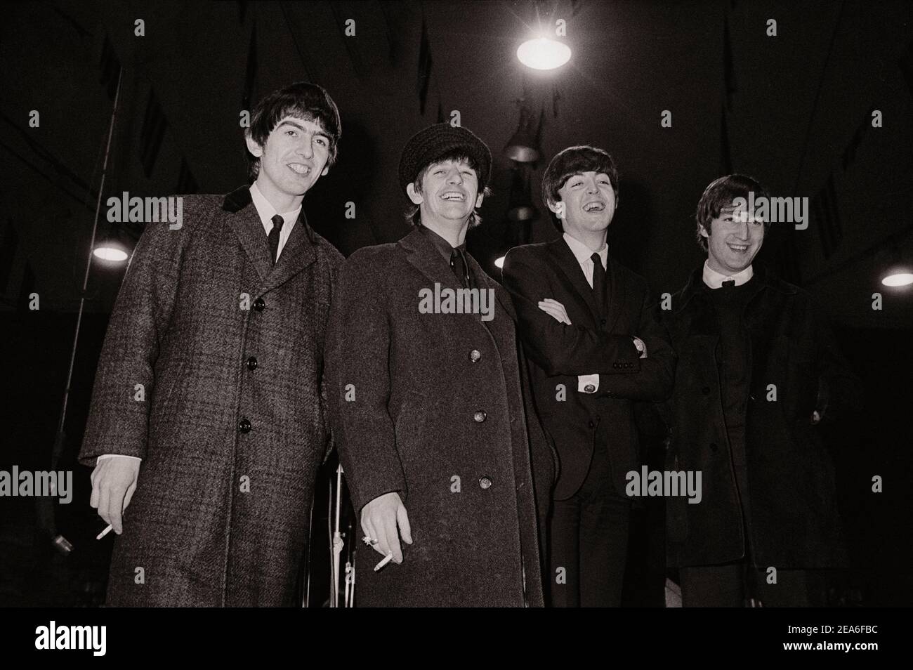 The Beatles arriving and press conference (British rock & rollers). USA. February 11, 1964 Stock Photo