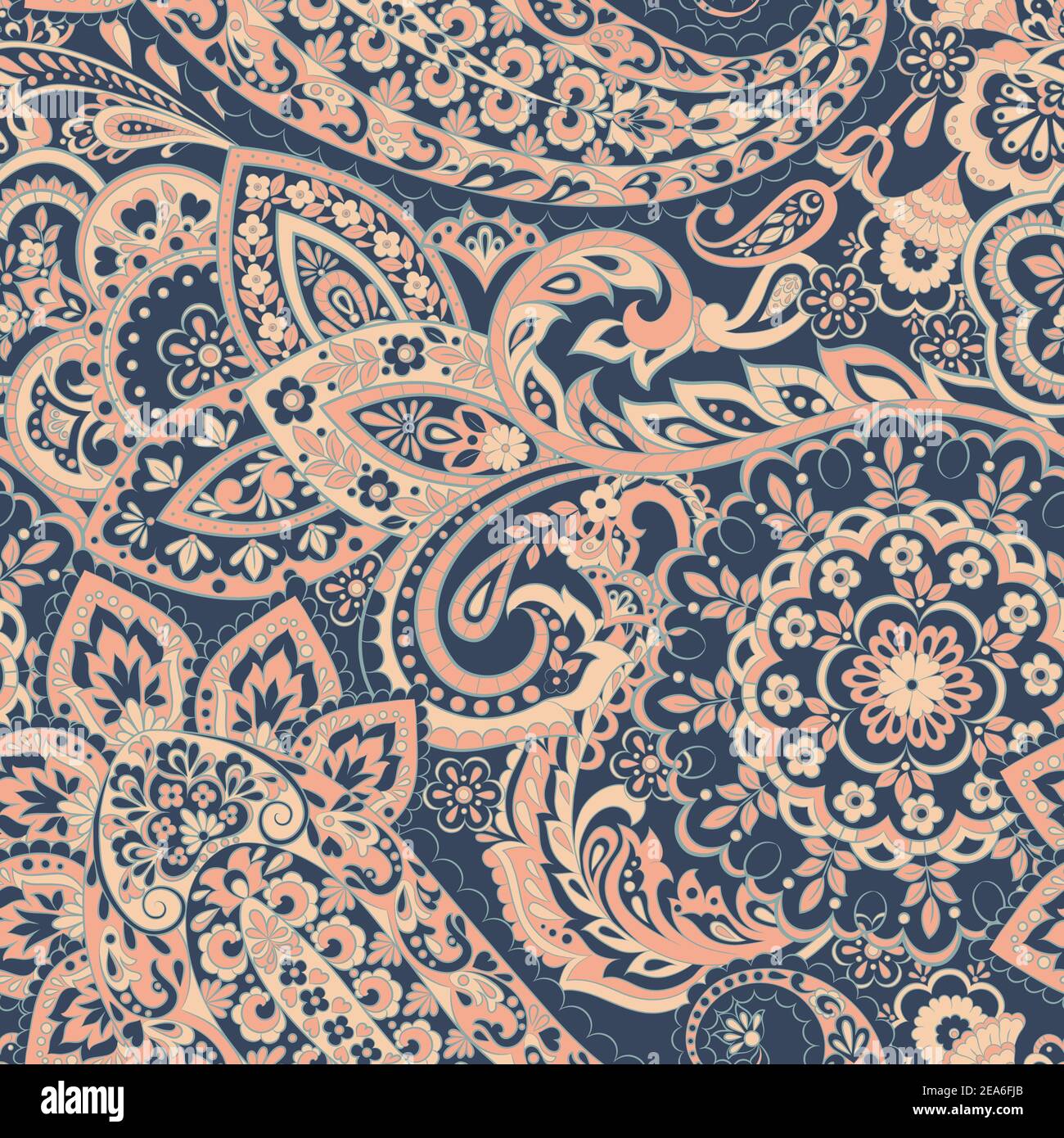 Paisley seamless indian pattern. Ethnic vector background Stock Vector