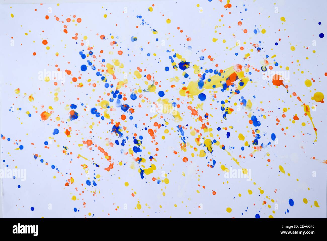 Abstract watercolor multicolored drops on white background Stock Photo
