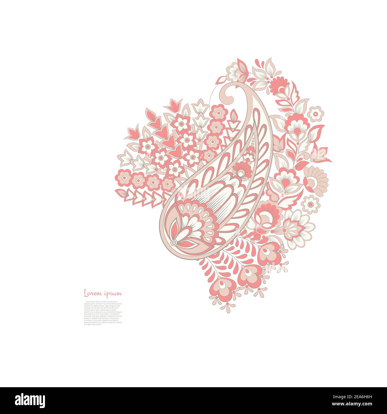 Paisley Vector Pattern. Floral Isolated Asian Illustration Stock Vector