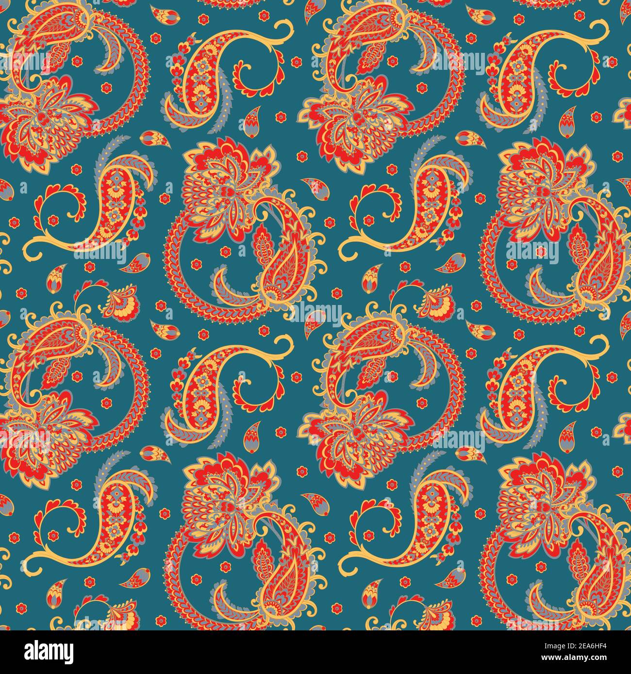 Floral Paisley Ornamental seamless vector pattern. Stock Vector