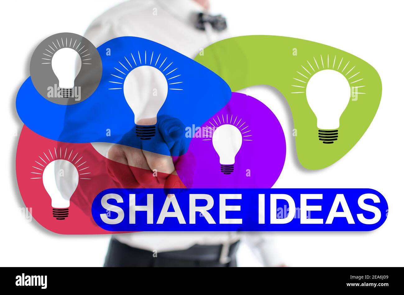 Share ideas concept shown by a man in background Stock Photo