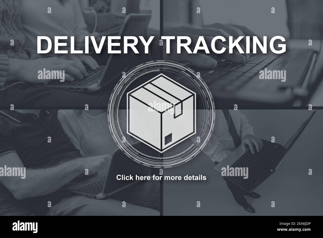 Delivery tracking concept illustrated by pictures on background Stock ...
