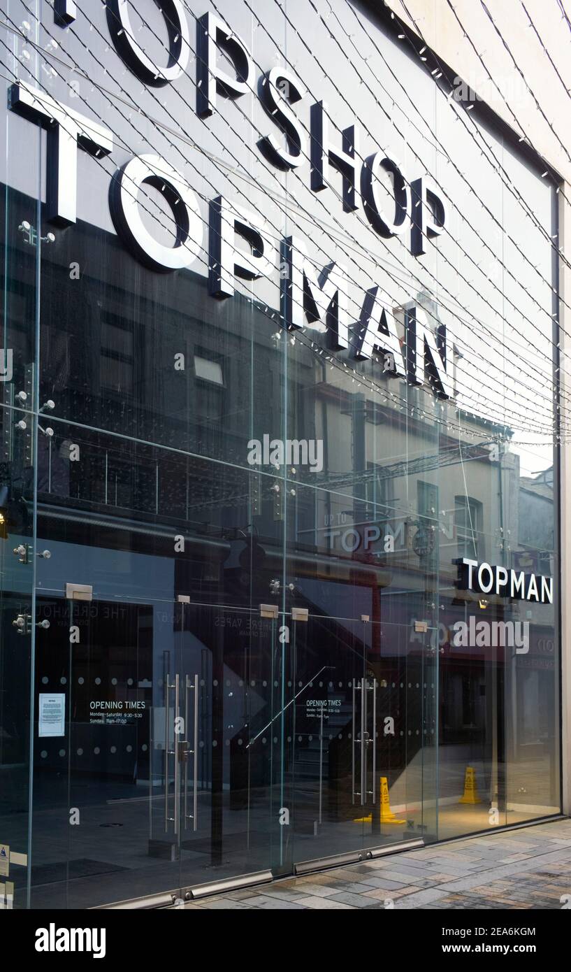 Closed and empty Topshop and Topman in Strand Street, Douglas, Isle of Man  Stock Photo - Alamy
