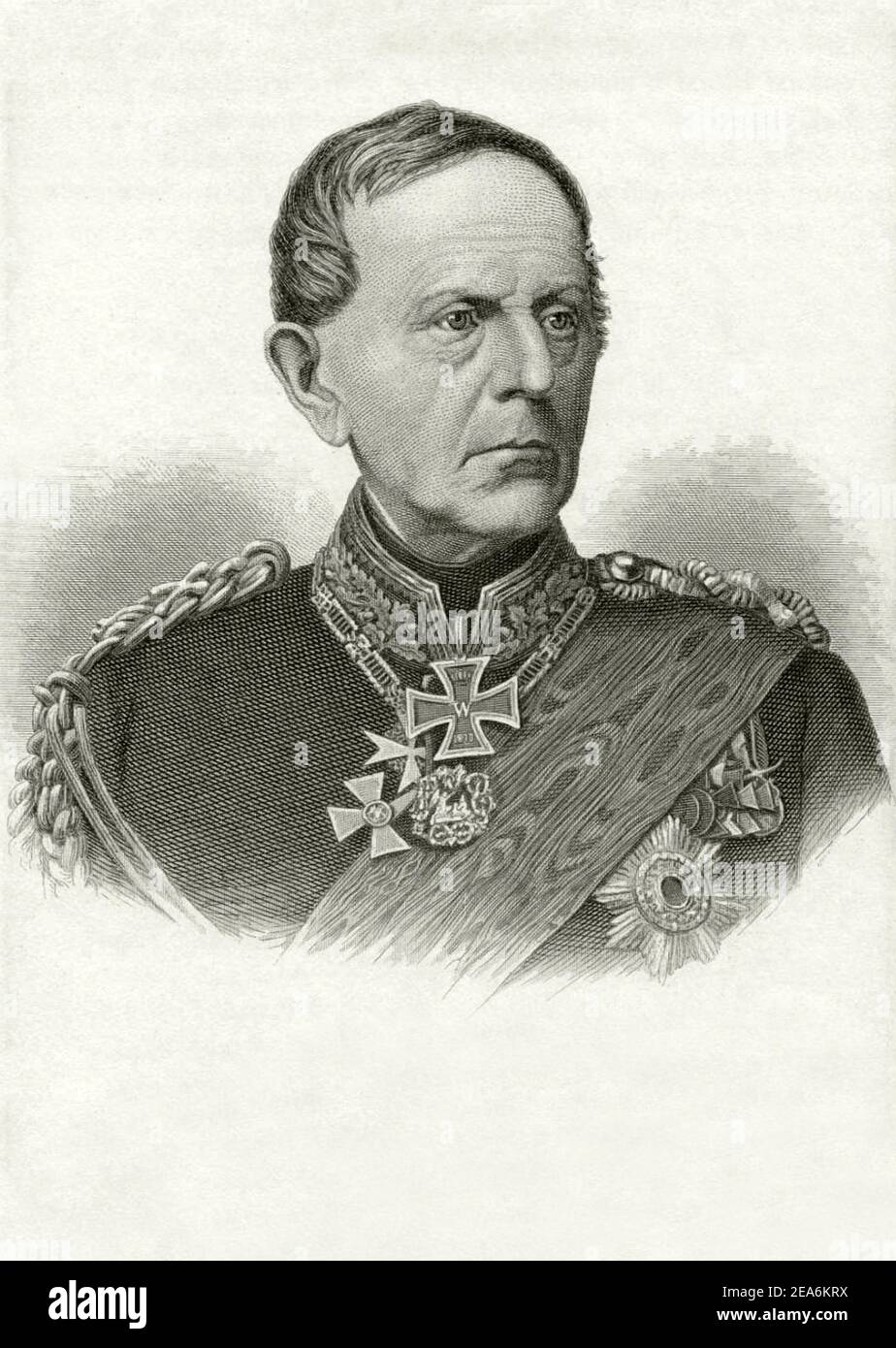 Helmuth Karl Bernhard Graf von Moltke (1800 – 1891) was a Prussian field marshal. The chief of staff of the Prussian Army for thirty years, he is rega Stock Photo
