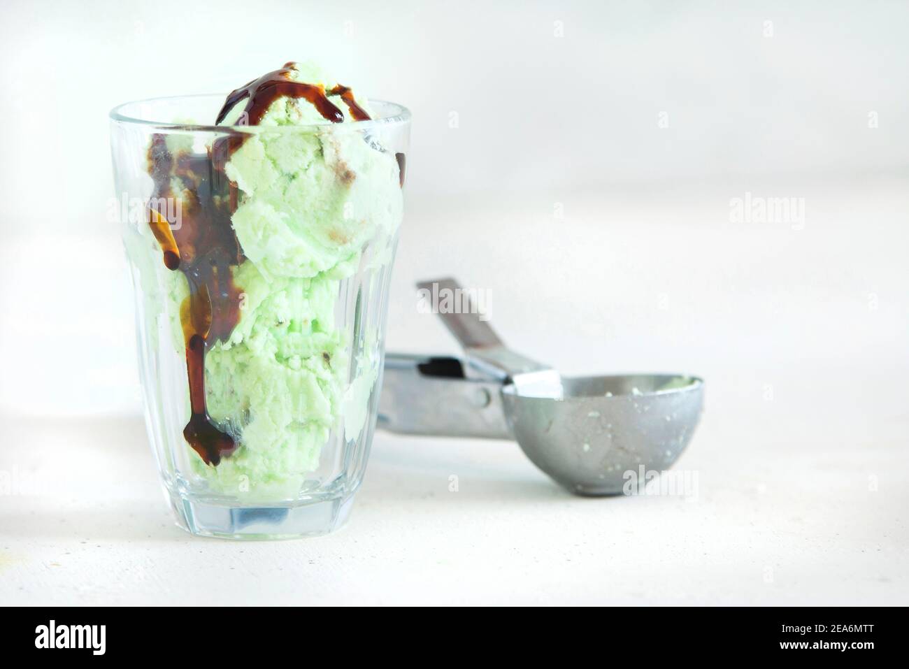 Ice cream with mint and chocolate Stock Photo