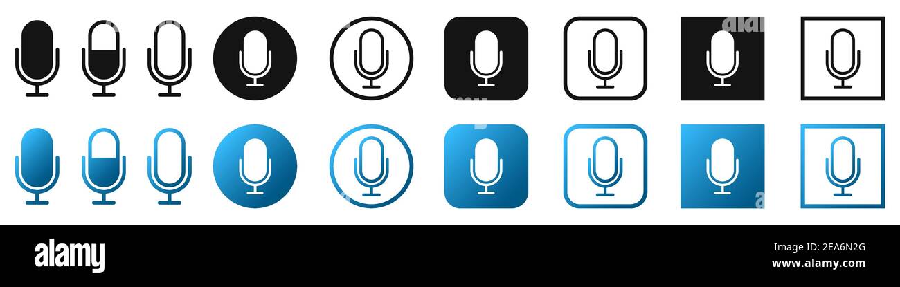 Microphone icons set. Microphone icons in flat design. Microphone sign ...