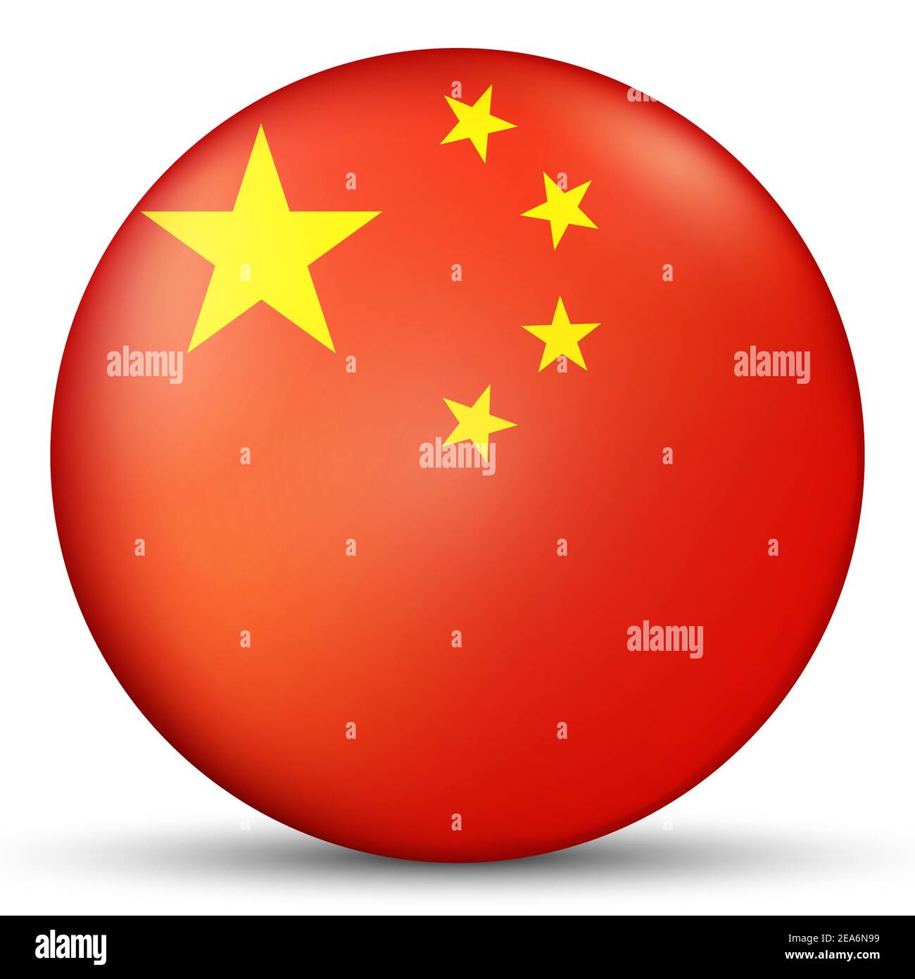 Glass light ball with flag of China. Round sphere, template icon ...