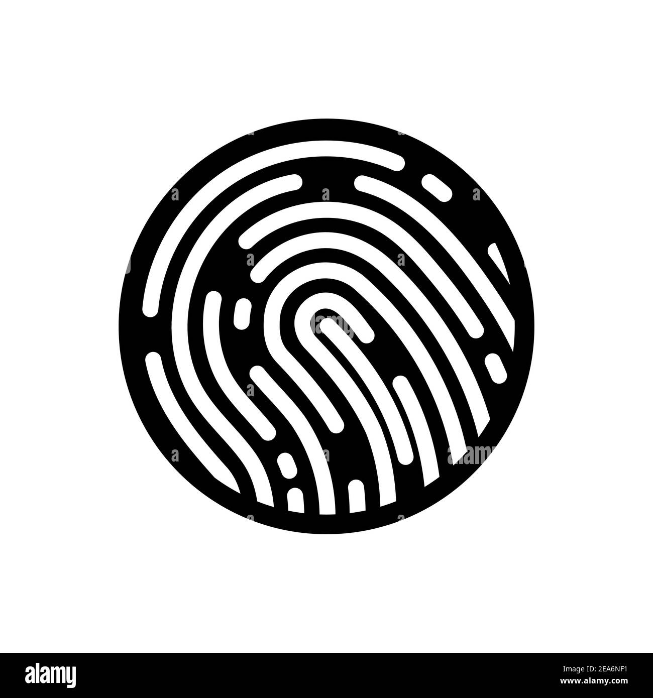 Fingerprint icon. Black thumbprint button. Concept of fingerprint