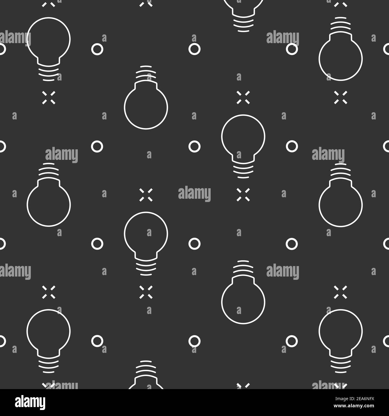 Seamless background wuth light bulb concept of idea in black-white style Stock Vector