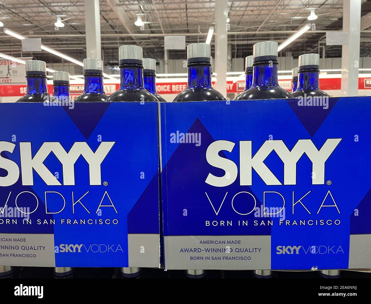 FRESN, UNITED STATES Feb 05, 2021 A photo of bottles of Skyy Vodka