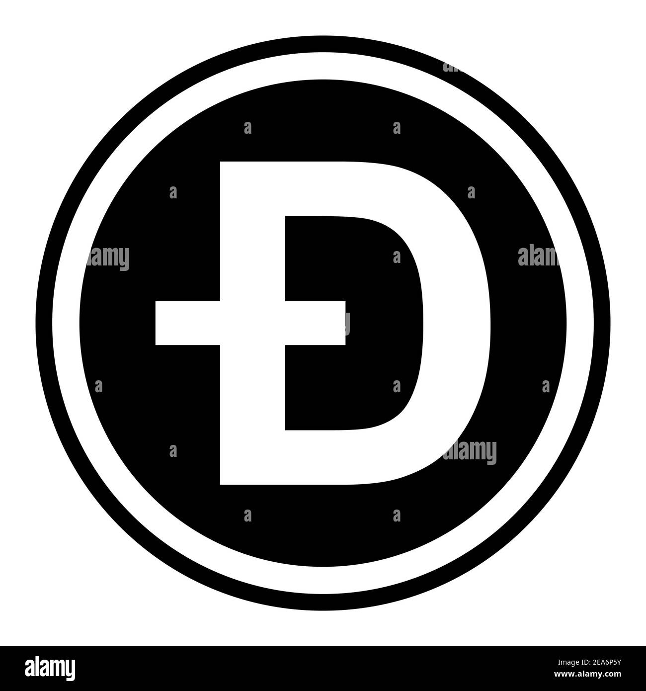 Token symbol of the dogecoin cryptocurrency, vector round token coin dogecoin token promising cryptocurrency Stock Vector