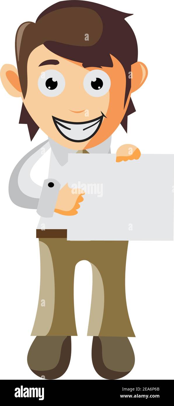 Business man with Blank Board cartoon character Illustration design