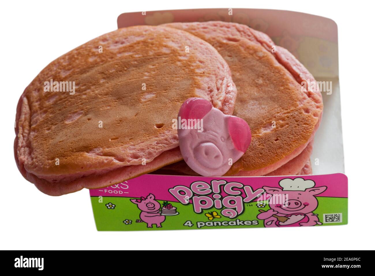 Percy Pig pancakes from M&S with Percy Pig sweet ready for St Valentines day isolated on white background Stock Photo