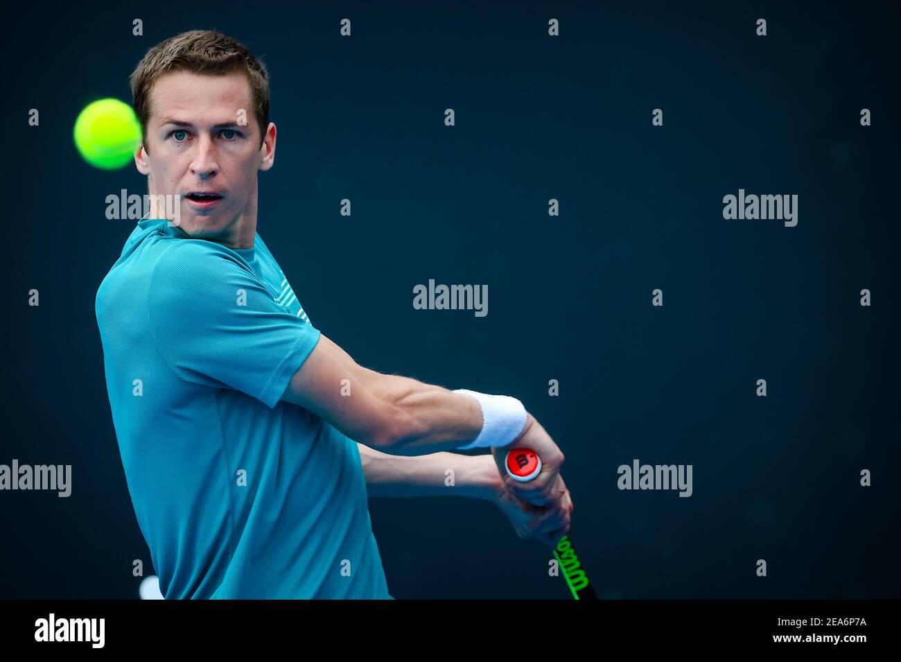 Kimmer Coppejans (ATP 178) pictured in actionduring a tennis match between  Belgian Coppejans and Czech Vesely, in the first round of the men's singles  Stock Photo - Alamy