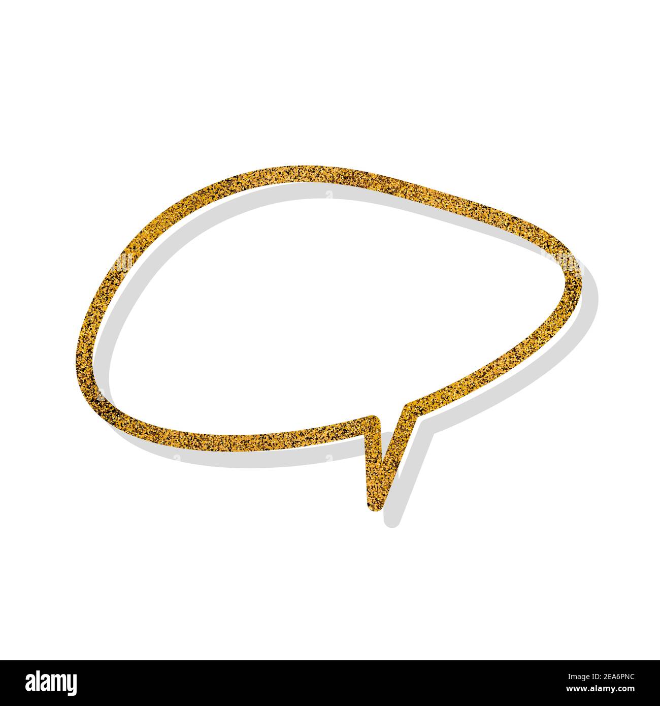 Vector speech bubble with golden glitter effect. Isolated glowing gold