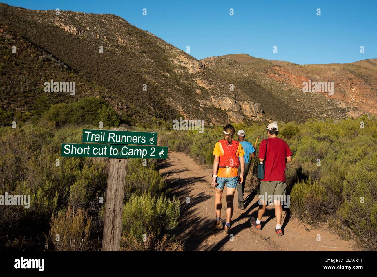 Hikers on the Leopard Trail, Baviaanskloof, South Africa Stock Photo