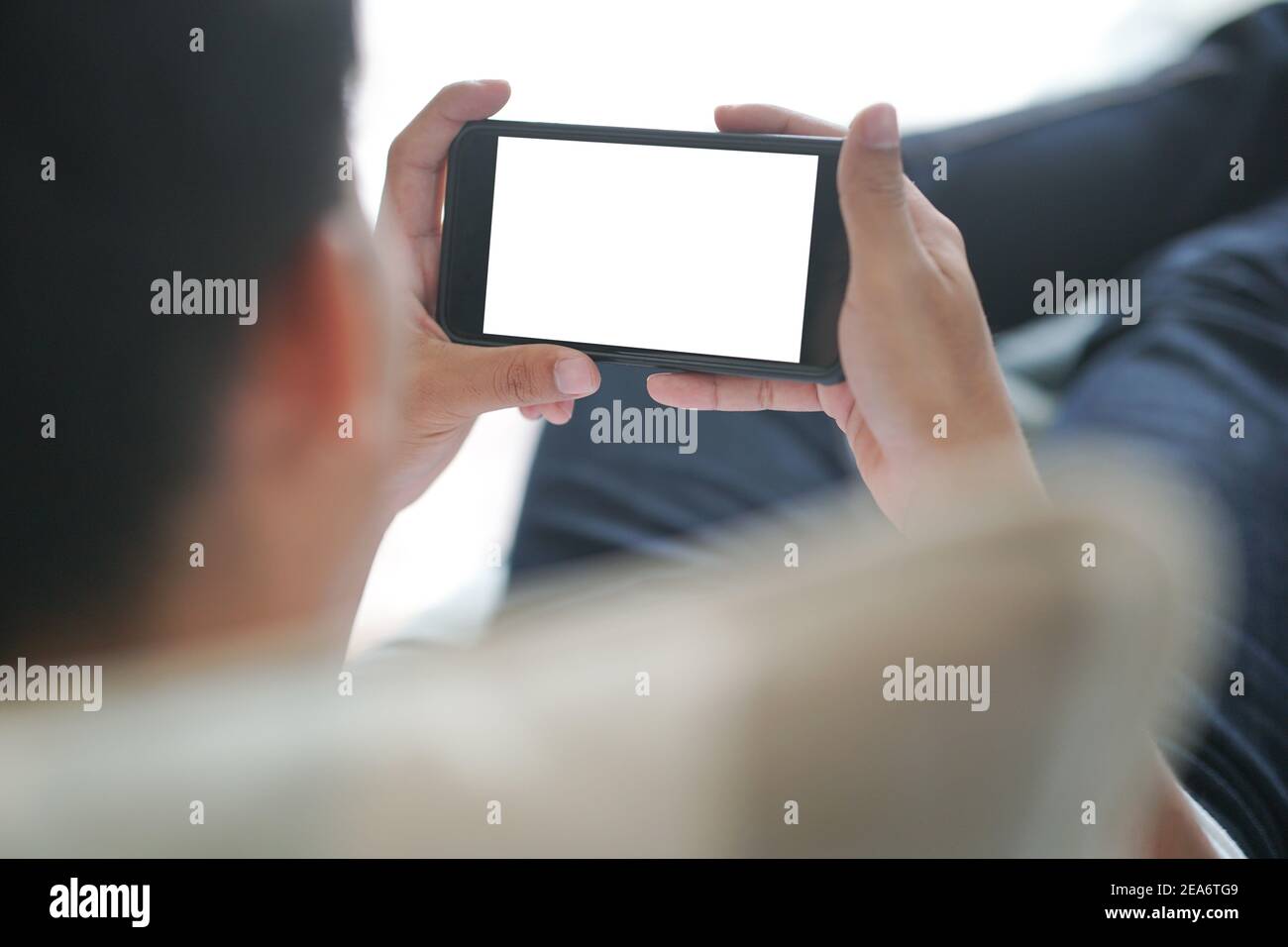 hand holdng smart mobile smartphone with white blank screen Stock Photo ...