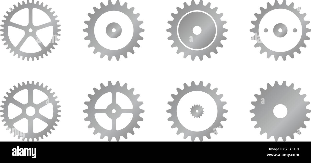 Machine gear, cogwheel vector icon illustration set ( silver Stock ...