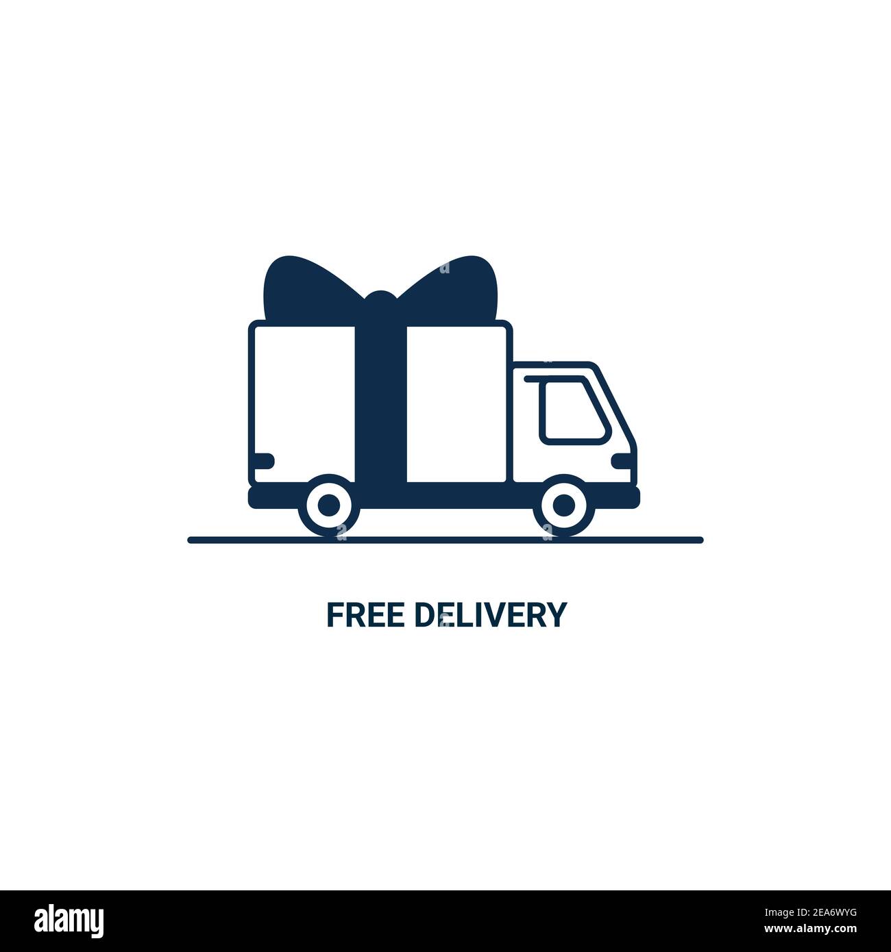Free delivery Line icon. Thin line styled Delivery truck with bow ...